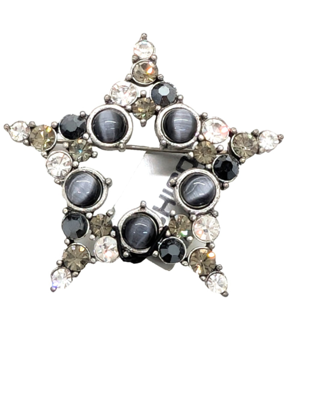 Chico's Statement Star Brooch Pin Sparkly Gray 2" NWT - Picture 3 of 4
